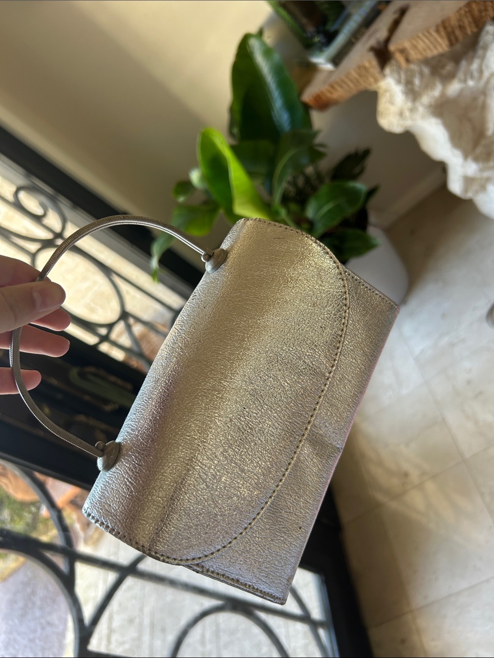 Metallic silver Mini Top-Handle Women's Bag
